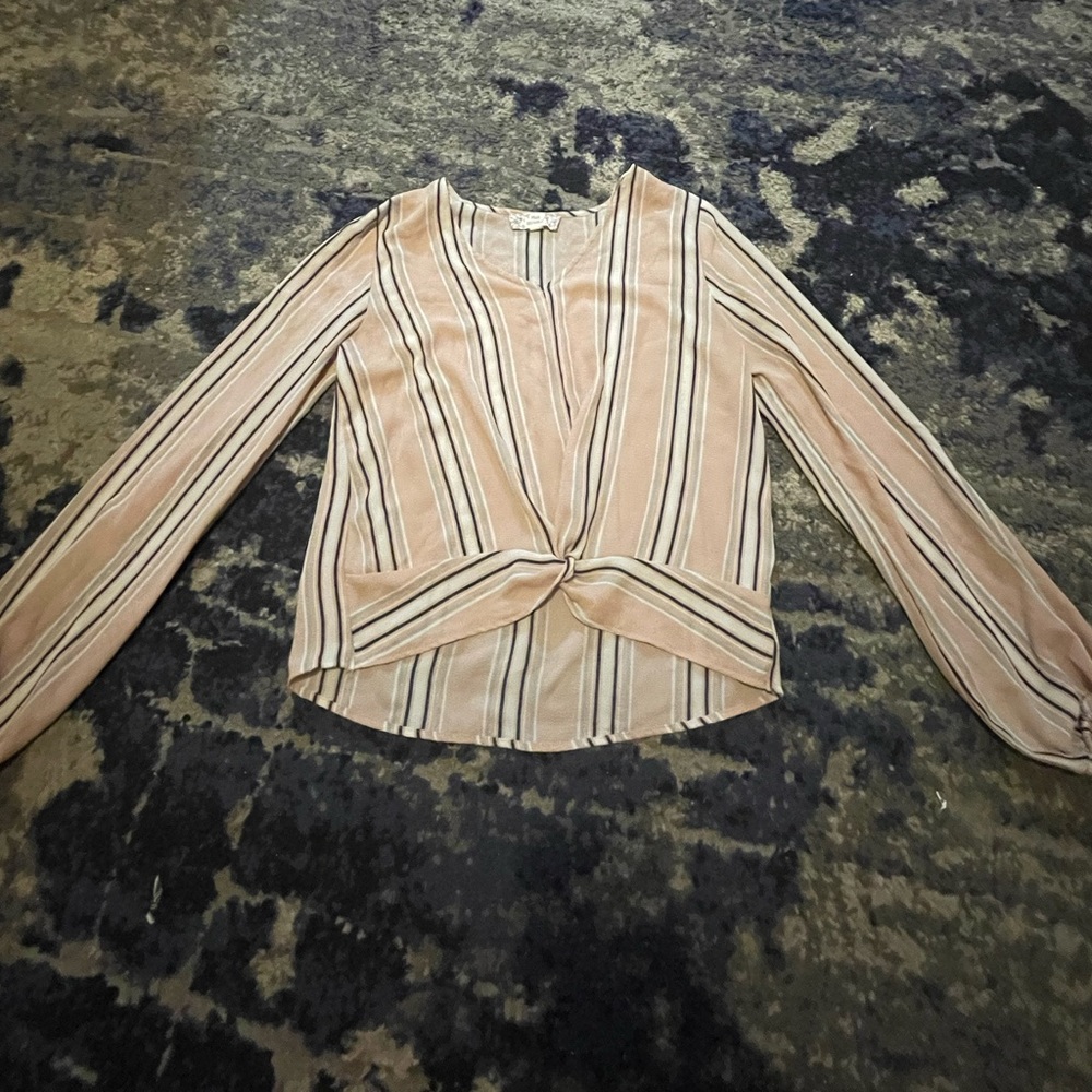 Light pink/white/black women blouse
